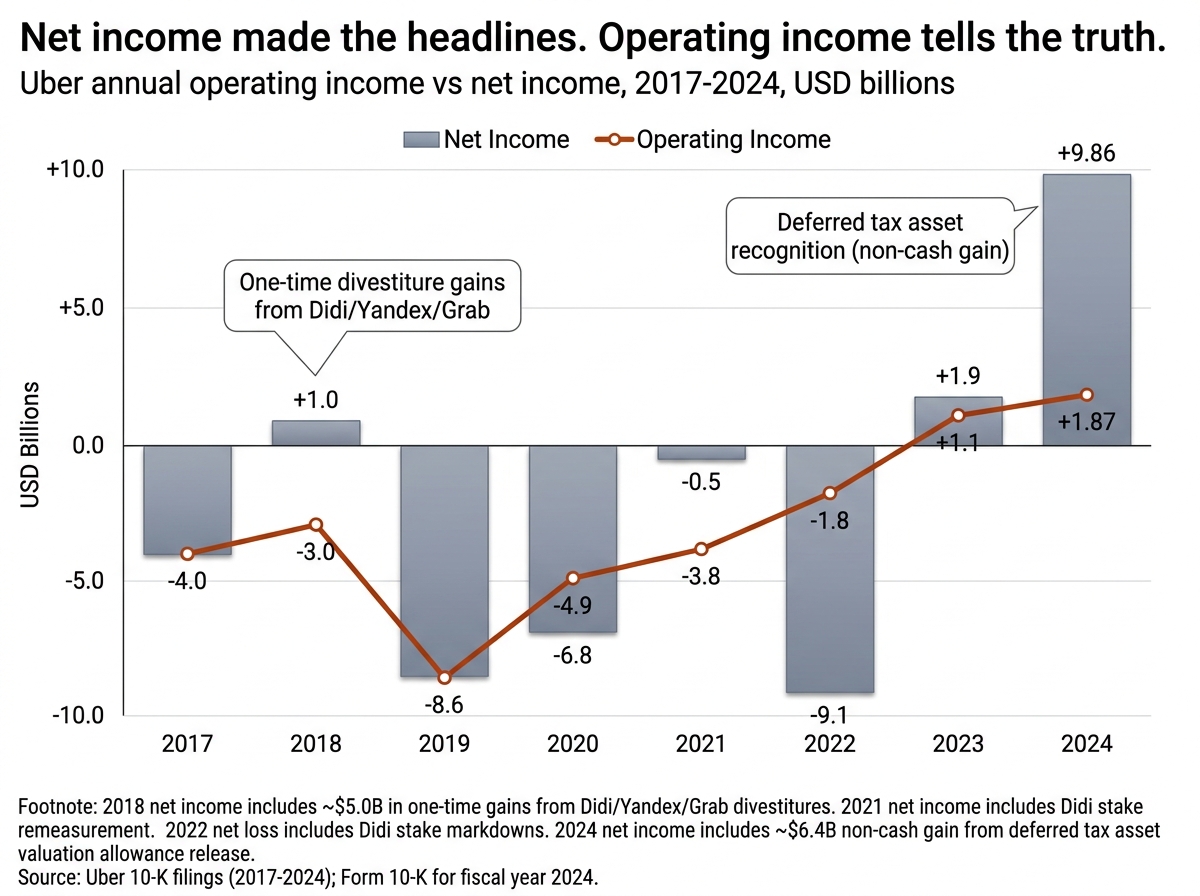 Uber operating income vs net 